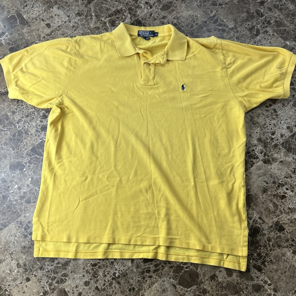 polo ralph lauren polo shirt XL Mens Vintage Yellow Short Sleeves - Picture 3 of 7